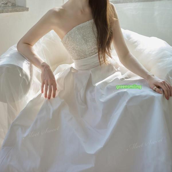 ウェディングドレス オフショルダー 2way ベアトップ Aラインドレス ロング 二次会 結婚式 披露宴 前撮り 発表会 花嫁 ウエディングドレス 花嫁ドレス_8