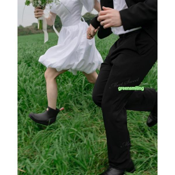 ウェディングドレス ミニ ショート丈 ミニドレス バルーン パフスリーブ 二次会 結婚式 前撮り 発表会 花嫁 ウエディングドレス ショートドレス_5