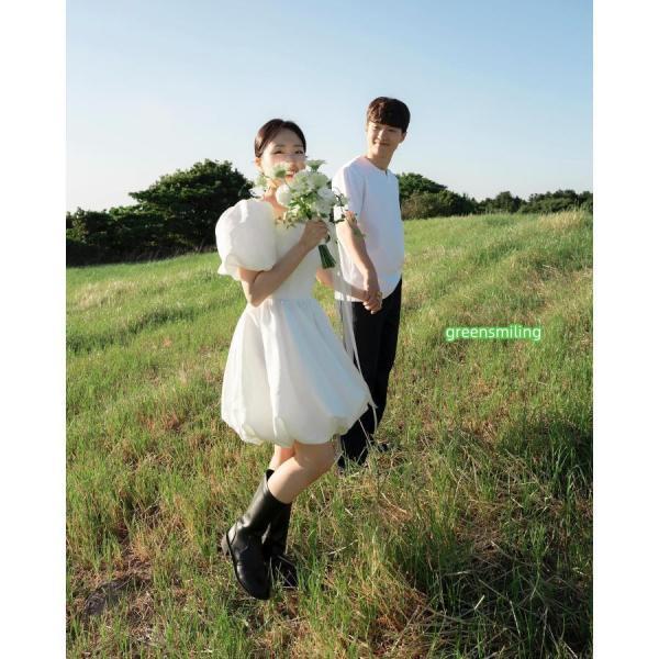ウェディングドレス ミニ ショート丈 ミニドレス バルーン パフスリーブ 二次会 結婚式 前撮り 発表会 花嫁 ウエディングドレス ショートドレス_9