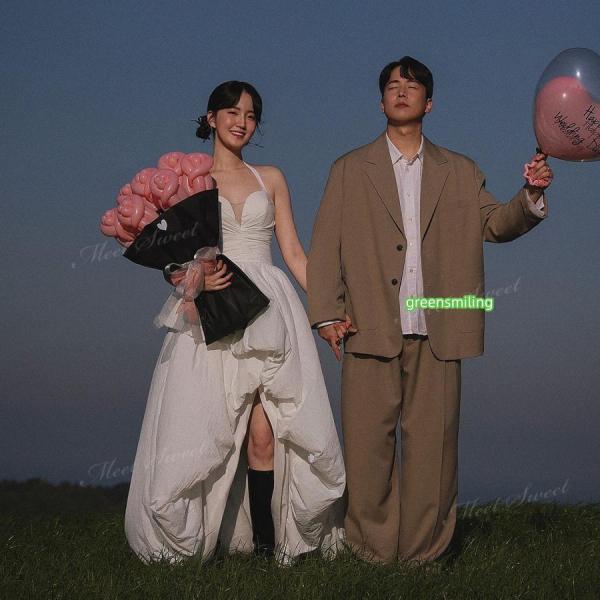 ウェディングドレス バルーンドレス 脚見せ ボリューム ノースリーブ Aライン ロング 二次会 結婚式 披露宴 前撮り 発表会 花嫁 ウエディングドレス 花嫁ドレス_1