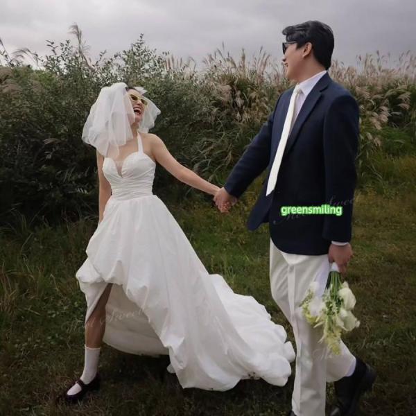ウェディングドレス バルーンドレス 脚見せ ボリューム ノースリーブ Aライン ロング 二次会 結婚式 披露宴 前撮り 発表会 花嫁 ウエディングドレス 花嫁ドレス_8