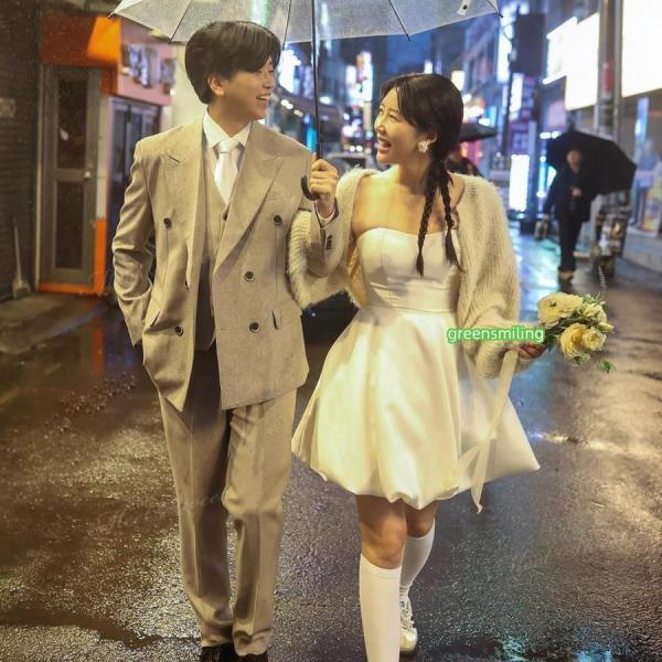 ウェディングドレス ミニ ショート丈 ミニドレス バルーン 立体 二次会 結婚式 前撮り 発表会 花嫁 ウエディングドレス ベアトップ シンプル ショートドレス_4