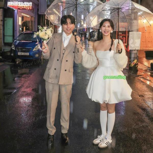ウェディングドレス ミニ ショート丈 ミニドレス バルーン 立体 二次会 結婚式 前撮り 発表会 花嫁 ウエディングドレス ベアトップ シンプル ショートドレス_6