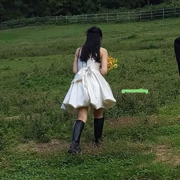 ウェディングドレス ミニ ショート丈 ミニドレス バルーン 立体 二次会 結婚式 前撮り 発表会 花嫁 ウエディングドレス ベアトップ シンプル ショートドレス_9