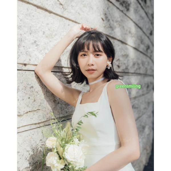 ウェディングドレス ノースリーブ マーメイド サテン ハネムーン ロング 二次会 結婚式 披露宴 前撮り 後撮り 発表会 花嫁 ウエディングドレス エレガントの画像
