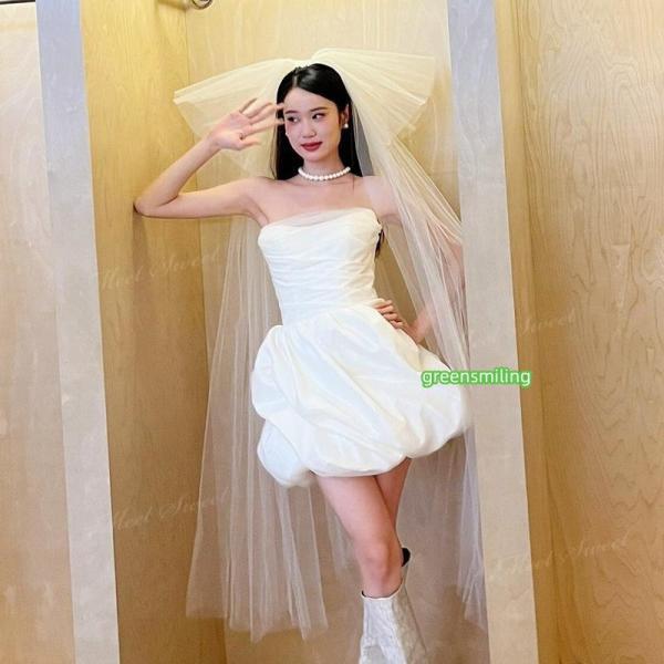 ウェディングドレス ミニ ショート丈 ミニドレス バルーン 二次会 結婚