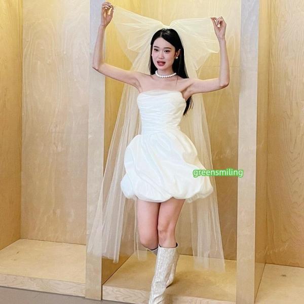 ウェディングドレス ミニ ショート丈 ミニドレス バルーン 二次会 結婚