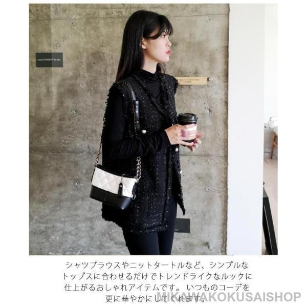ベスト レイヤード ツイードベスト Vネック ジレ レディース 春