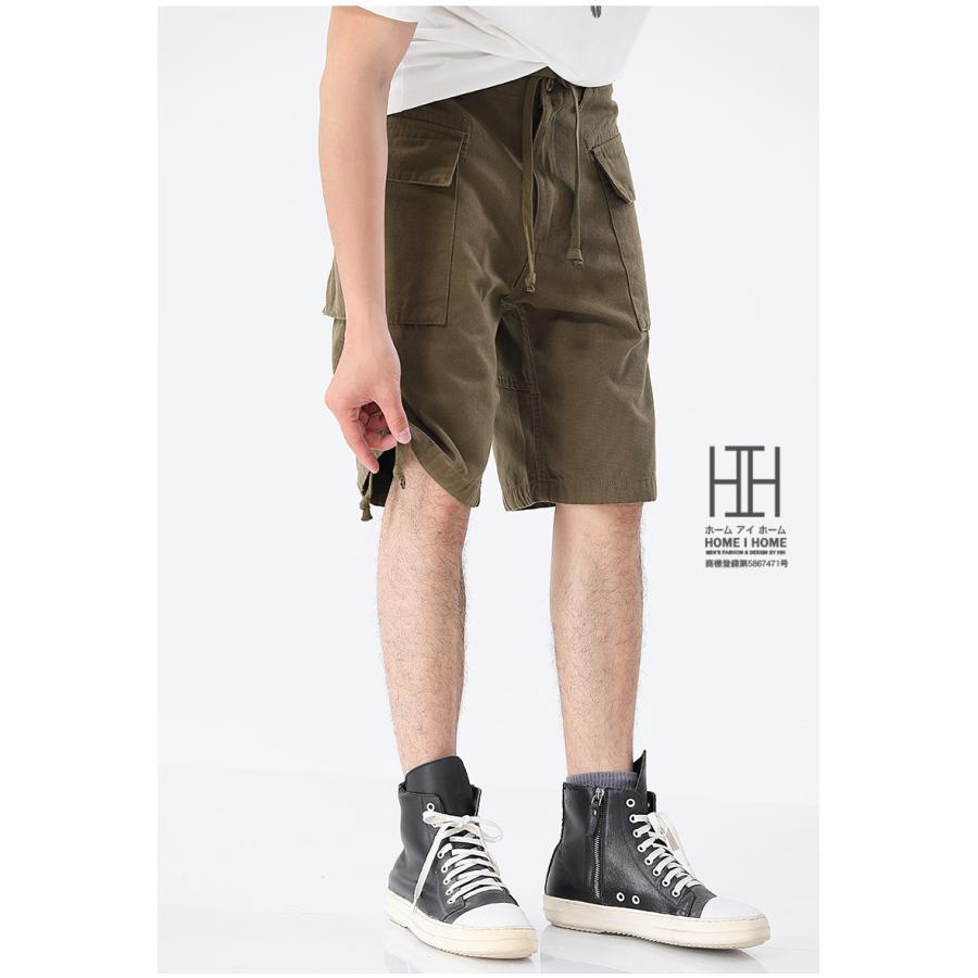 ショートカーゴパンツ メンズ ハーフパンツ 大容量ポケット 綿100