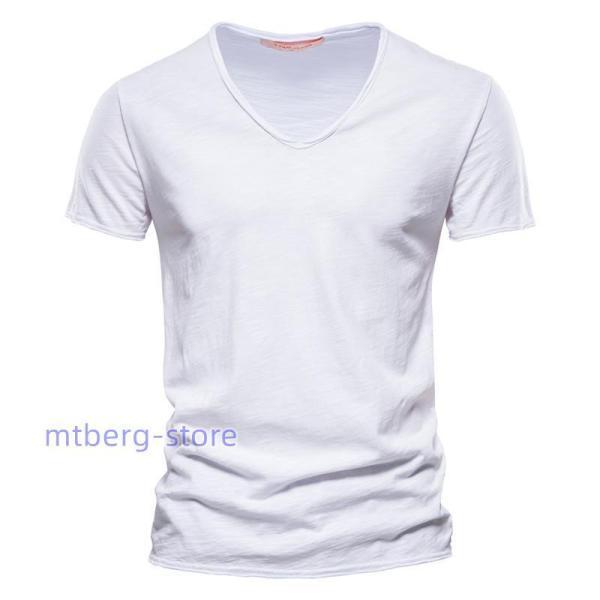 vネックtシャツ 無地 メンズ半袖Tシャツ やわらかVネック 透けない 白