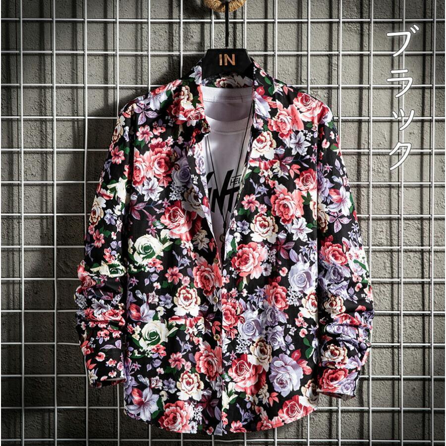アロハシャツ メンズ シャツ ウェア 花柄シャツ 綿100％ 長袖シャツ
