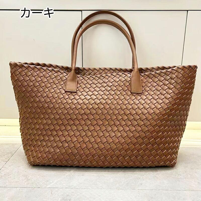 編み込みトートバッグ メッシュトートバッグ 本革 トートバッグ