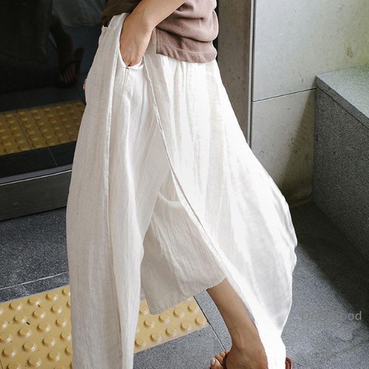 綿 麻 キュロットスカート パンツ スカート レディース スカーチョ