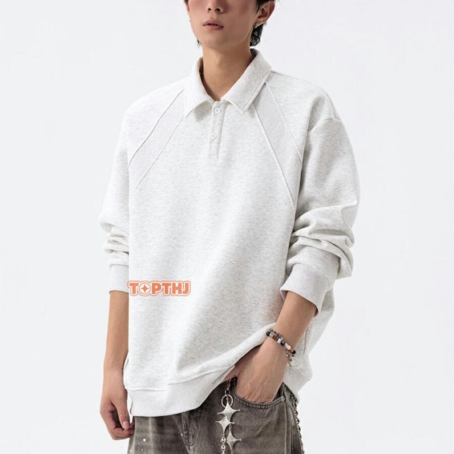 メンズ ポロシャツ パーカー 襟付き 使い勝手抜群 長袖 Tシャツ 春 秋