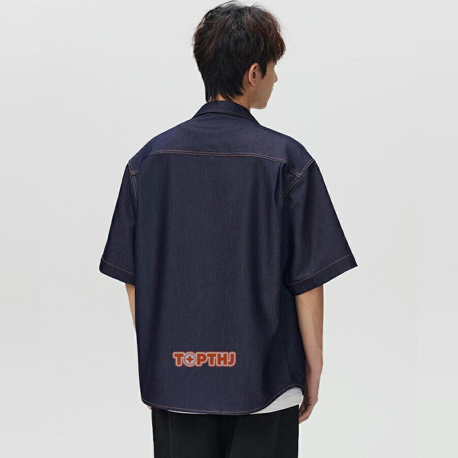 開襟シャツ デニムシャツ メンズ 半袖シャツ カジュアルシャツ ビッグ