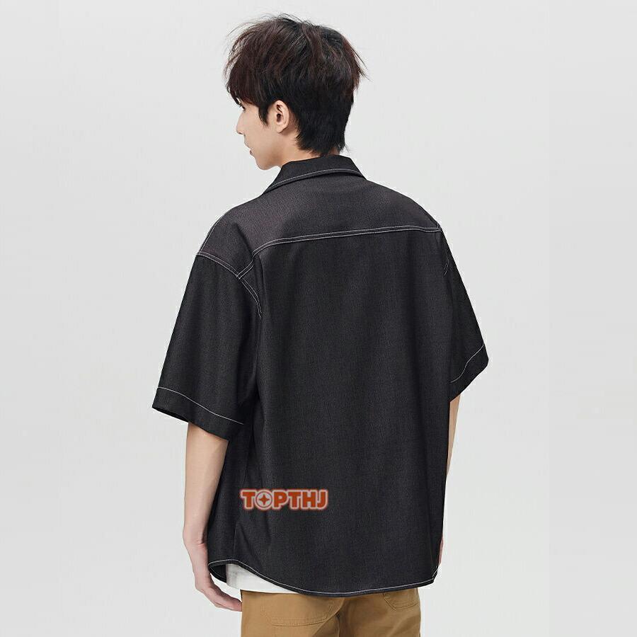 開襟シャツ デニムシャツ メンズ 半袖シャツ カジュアルシャツ ビッグ