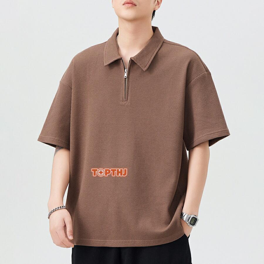 ポロシャツ メンズ Tシャツ ハーフジップ 半袖 春 夏 秋 メンズ
