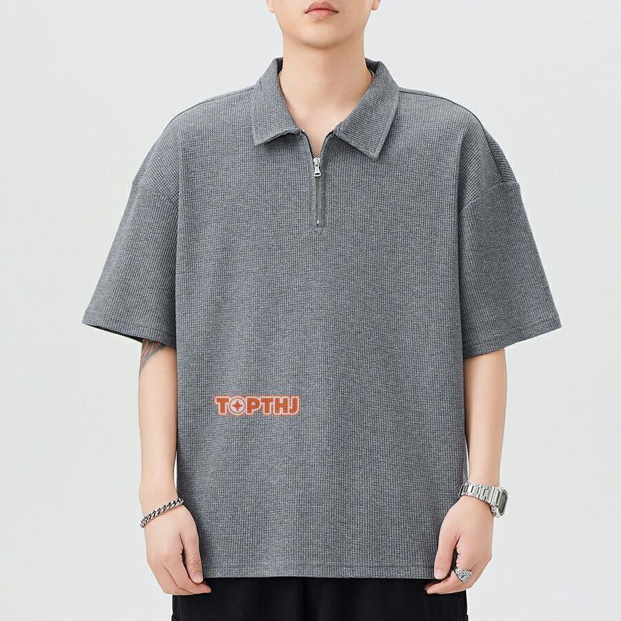 ポロシャツ メンズ Tシャツ ハーフジップ 半袖 春 夏 秋 メンズ