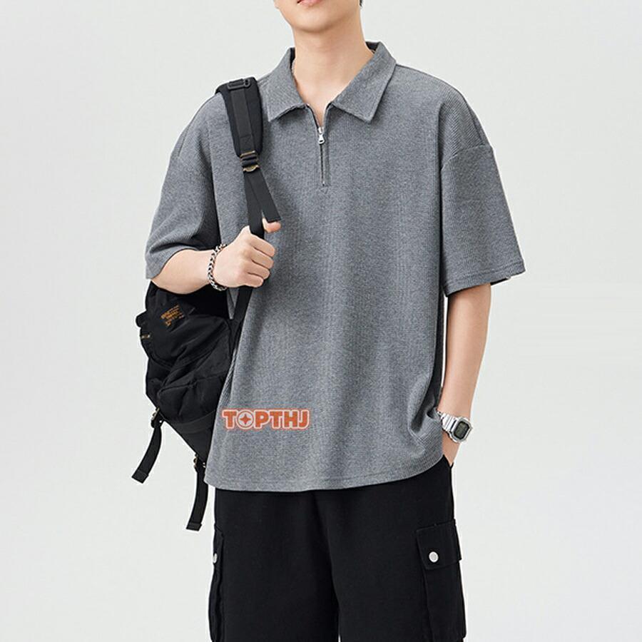 ポロシャツ メンズ Tシャツ ハーフジップ 半袖 春 夏 秋 メンズ