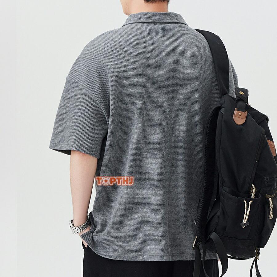 ポロシャツ メンズ Tシャツ ハーフジップ 半袖 春 夏 秋 メンズ