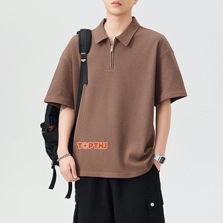 ポロシャツ メンズ Tシャツ ハーフジップ 半袖 春 夏 秋 メンズ