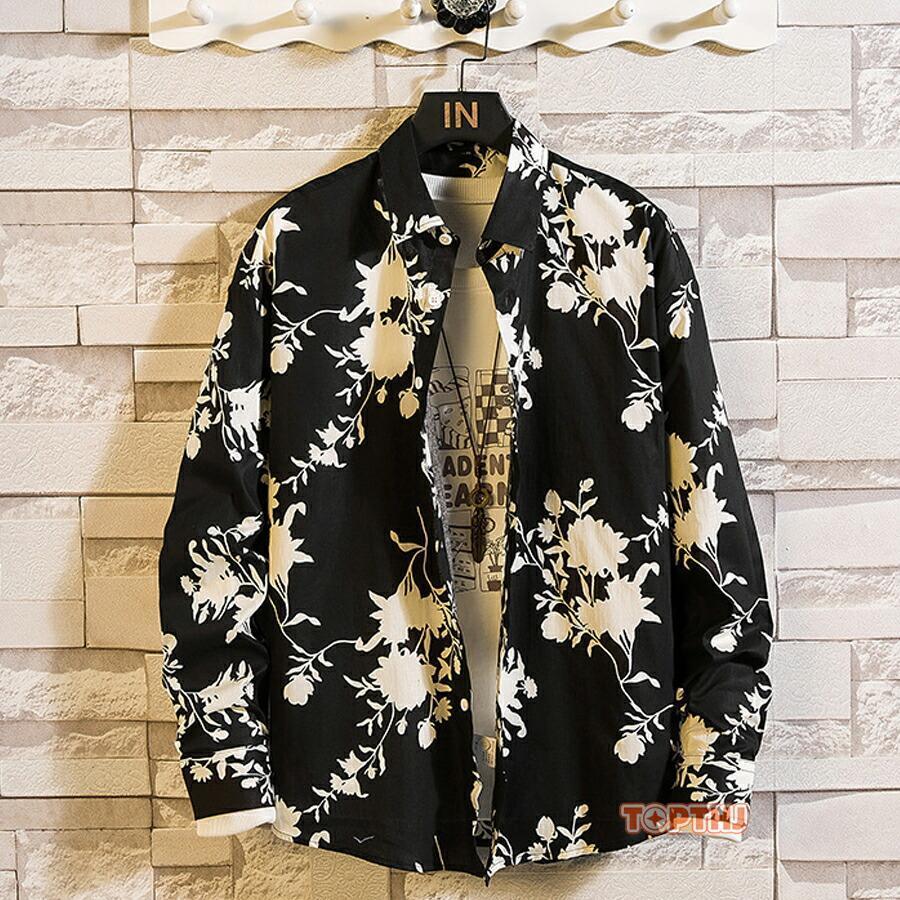 IRO+IRO 花柄 長袖シャツ Mサイズ 花柄シャツ メンズ 綿 長袖シャツ M-7XL アロハシャツ おしゃれ