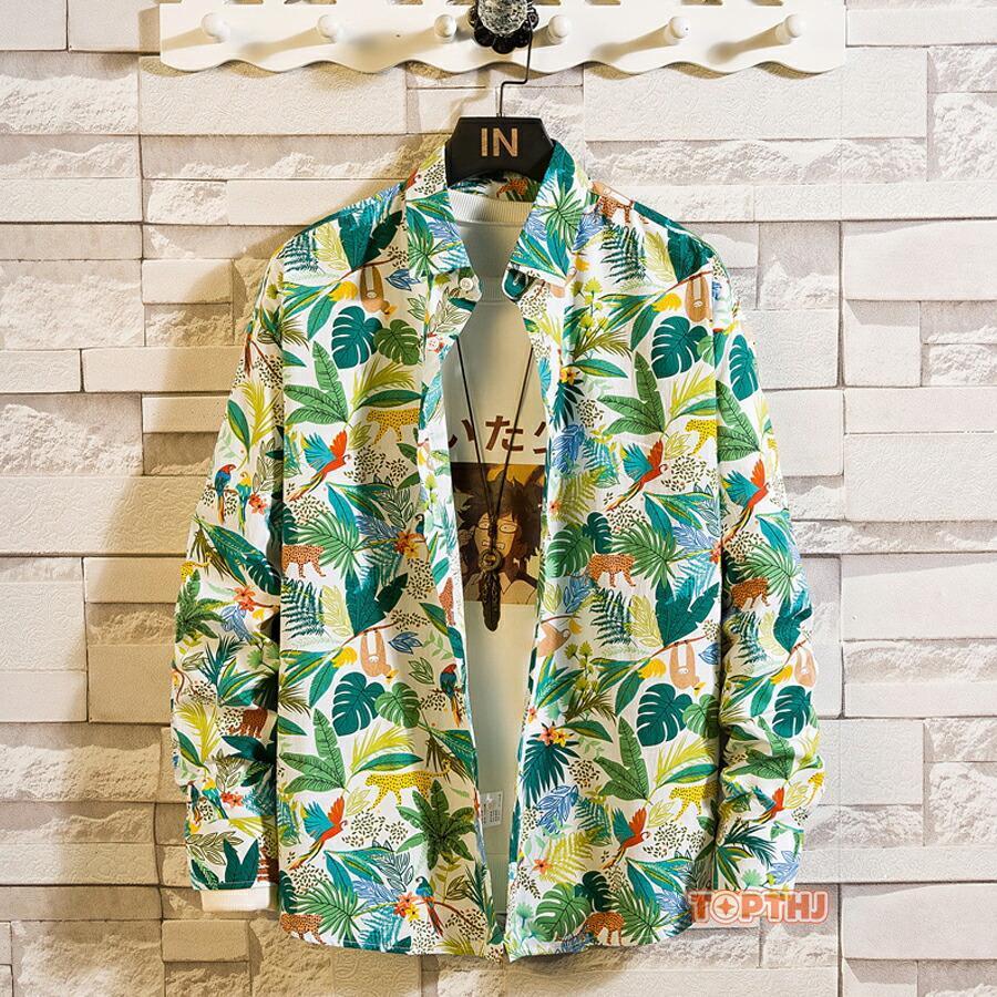 花柄シャツ メンズ 綿 長袖シャツ M-7XL アロハシャツ おしゃれ