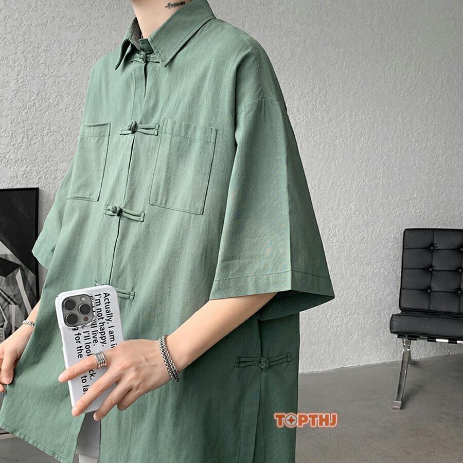 チャイナシャツ メンズ シャツ 半袖 チャイナ服 カジュアルシャツ