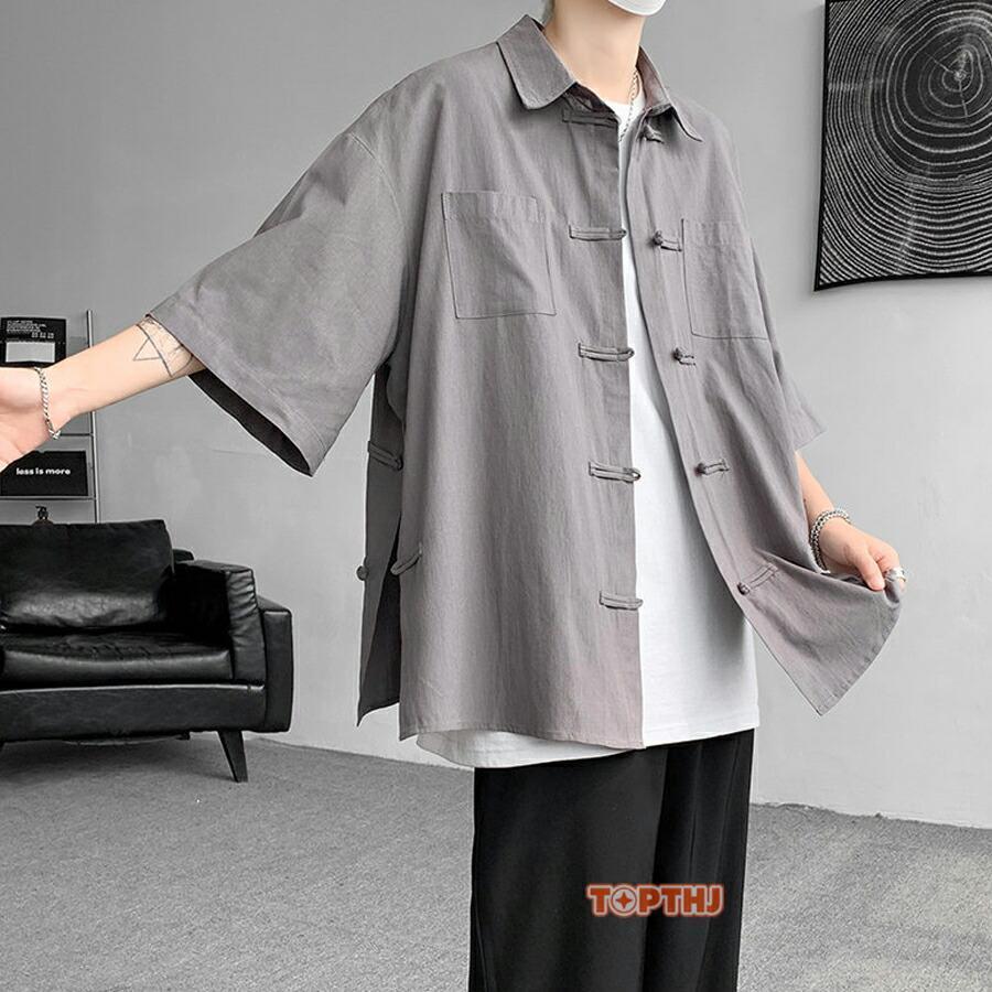 チャイナシャツ メンズ シャツ 半袖 チャイナ服 カジュアルシャツ