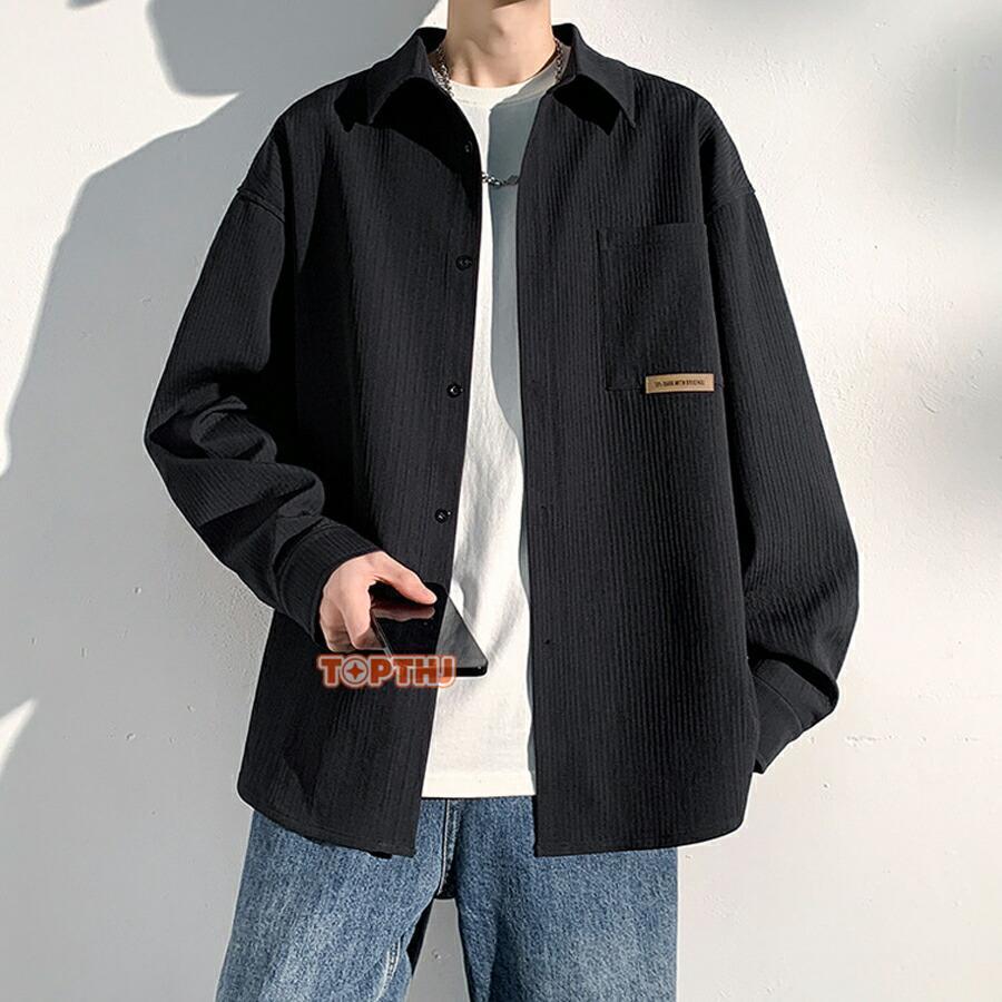 シャツ メンズ 長袖 春 秋 襟付き 長袖シャツ カジュアル トレンド