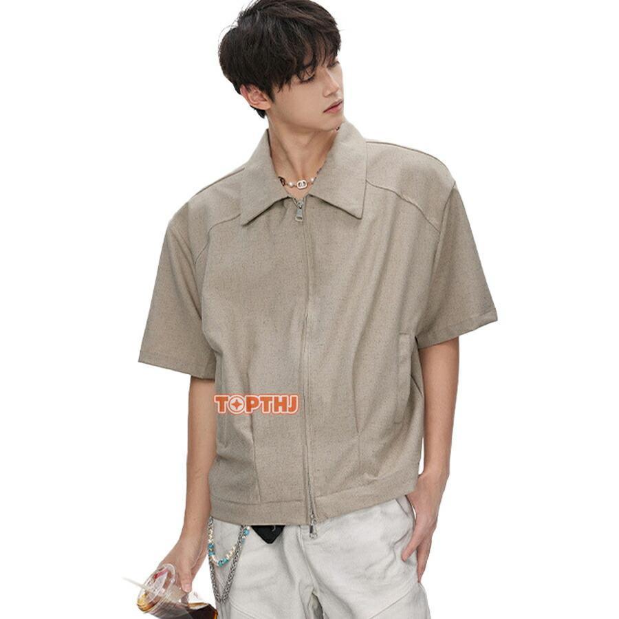 シャツ メンズ 半袖 ジップシャツ カジュアルシャツ 春 夏 半袖シャツ