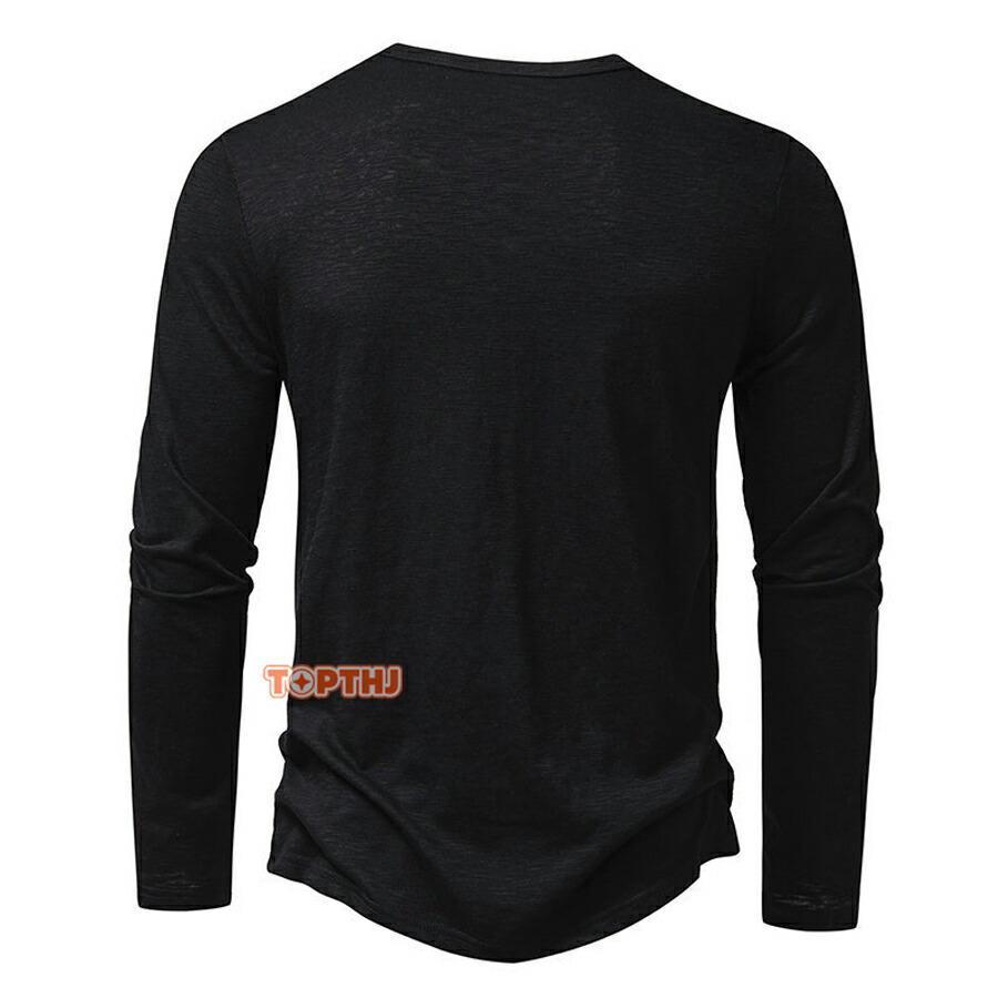 Tシャツ ヘンリーネック 長袖 メンズ ロンT カットソー 無地 トップス