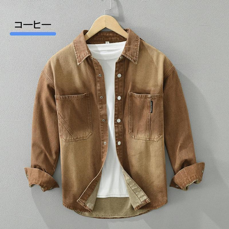 デニムシャツ メンズ トップス シャツ 綿 長袖 カジュアルシャツ
