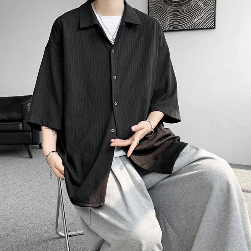 開襟シャツ 七分袖 メンズ おしゃれ 無地 春 夏 涼しい 接触冷感