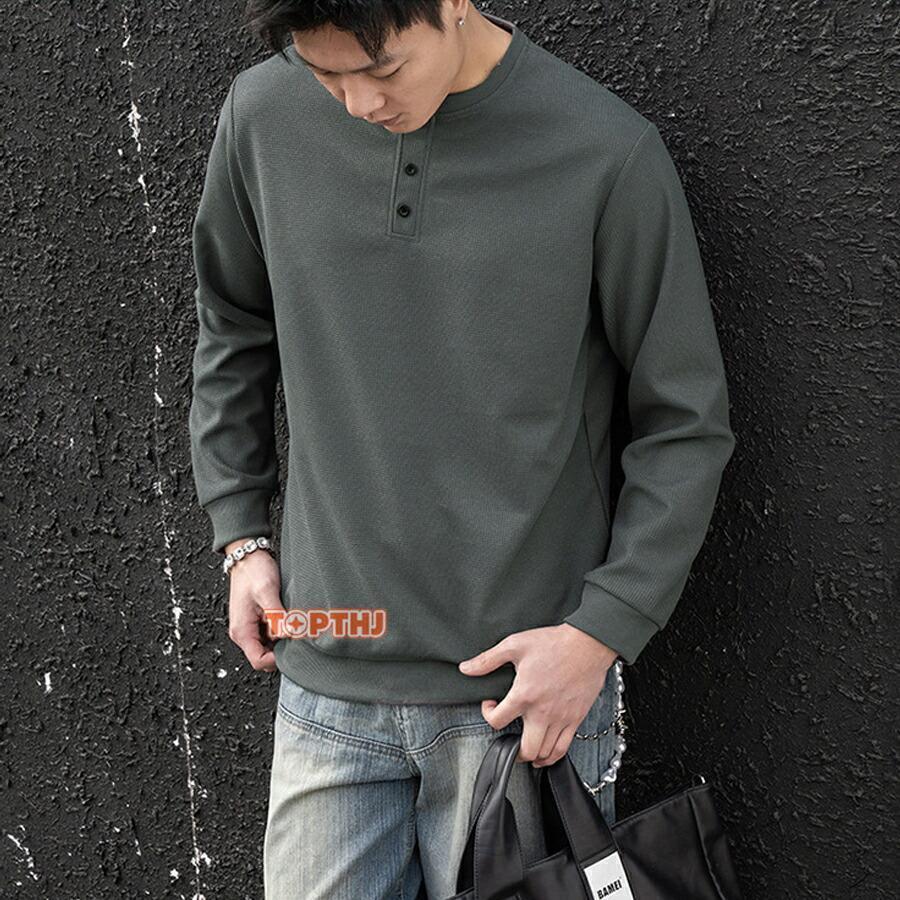 メンズ ロングtシャツ ワッフル Tシャツ ロンt カットソー トップス
