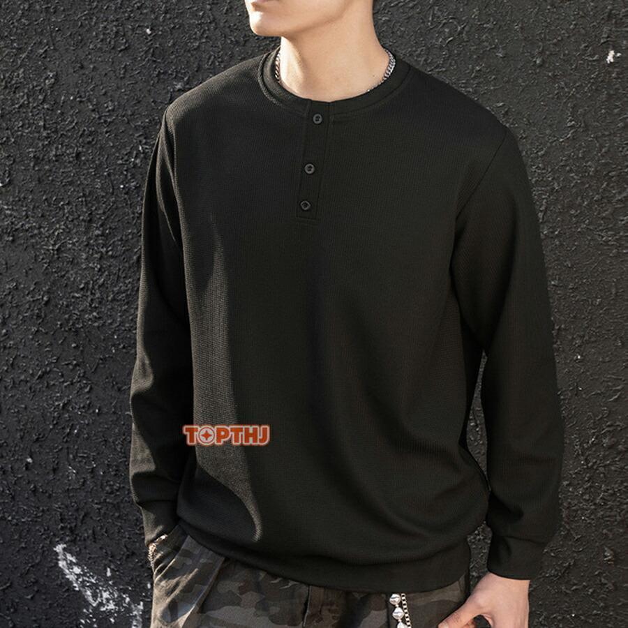 メンズ ロングtシャツ ワッフル Tシャツ ロンt カットソー トップス