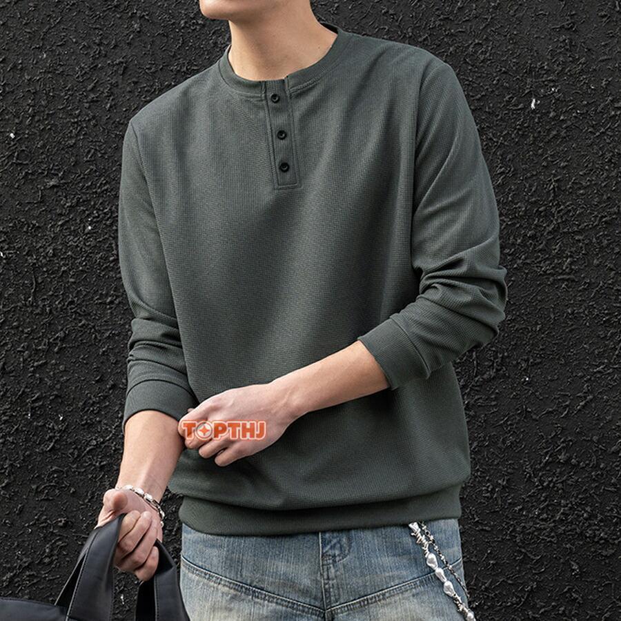 メンズ ロングtシャツ ワッフル Tシャツ ロンt カットソー トップス
