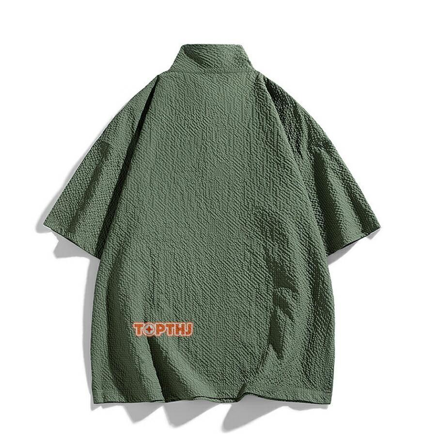 新品 訳あり ハーフジップ半袖ハイネックシャツ L カーキ ハイネック 半袖 Tシャツ メンズ スタンドカラー ハーフジップ ゴルフ