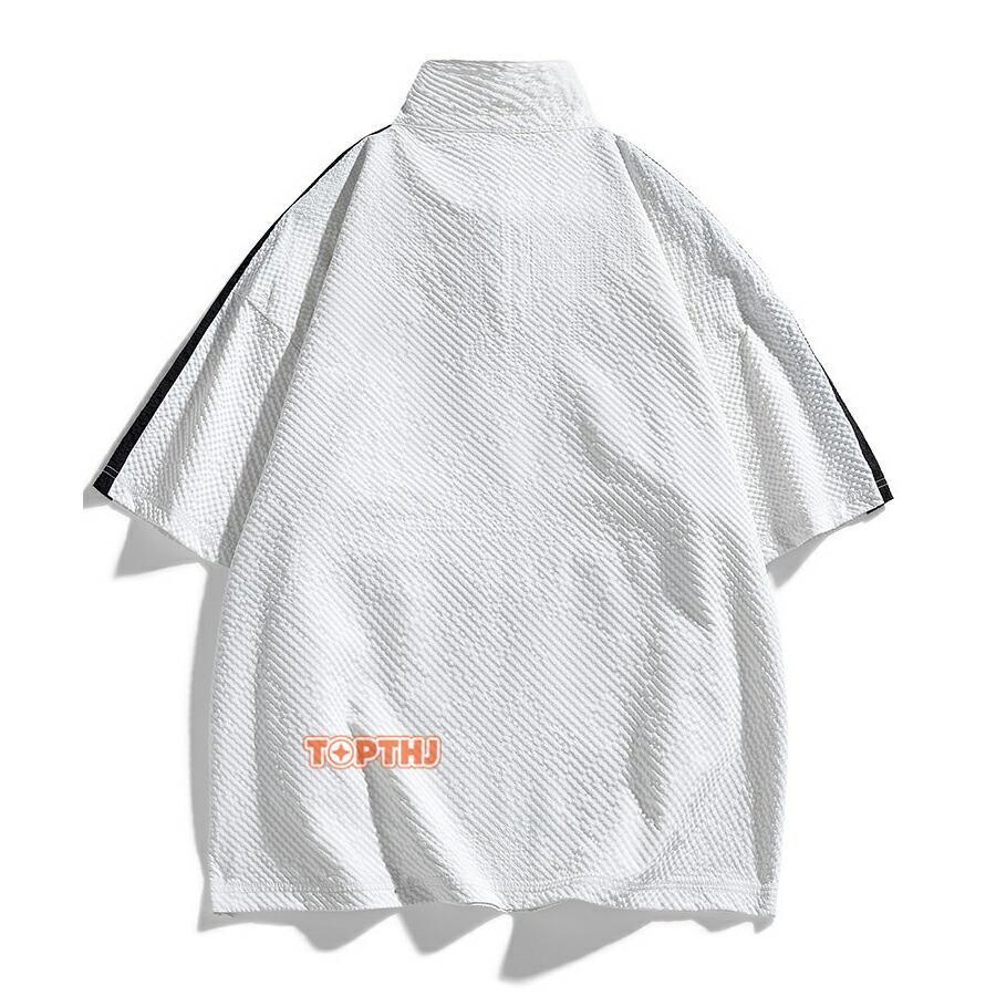 ハイネック 半袖 Tシャツ メンズ スタンドカラー ハーフジップ ゴルフ