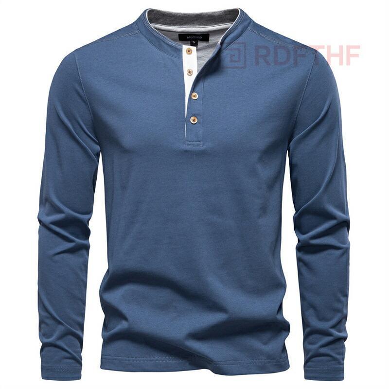 A.A.R Yohj Yamamoto DURBAN ヘンリーネック 長袖T メンズ ヘンリーネック 長袖Tシャツ 100%コットン 4色 スリムフィット