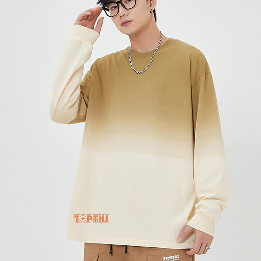 長袖Tシャツ メンズ レディース ゆったり Tシャツ クルーネック