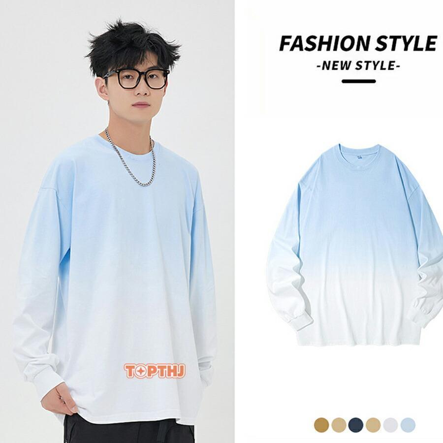 長袖Tシャツ メンズ レディース ゆったり Tシャツ クルーネック