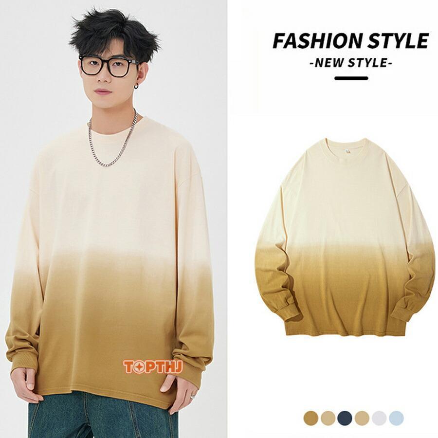 長袖Tシャツ メンズ レディース ゆったり Tシャツ クルーネック