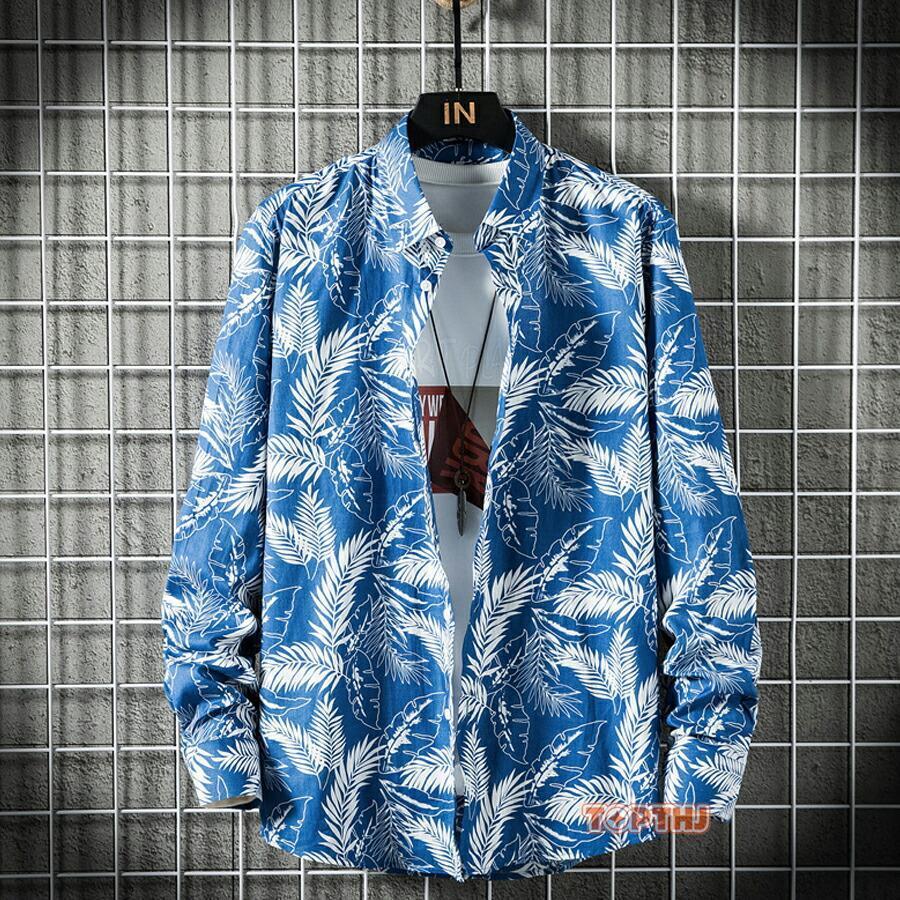 アロハシャツ メンズ 花柄シャツ 綿100％ 長袖シャツ レデイース