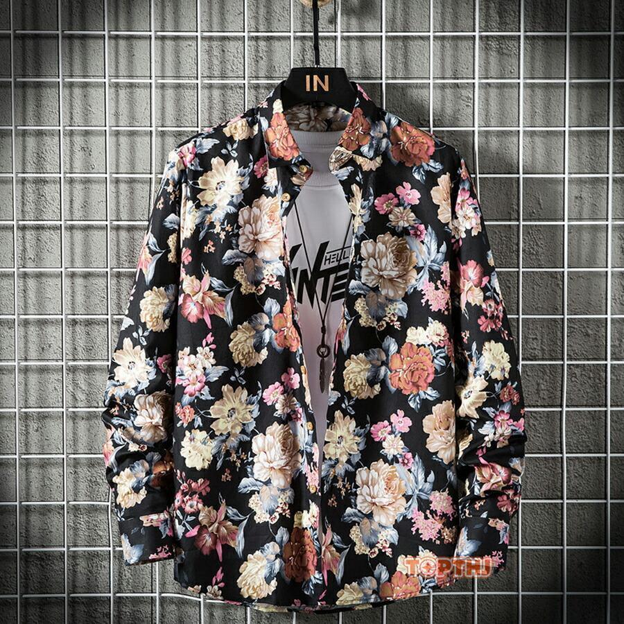 アロハシャツ メンズ 花柄シャツ 綿100％ 長袖シャツ レデイース