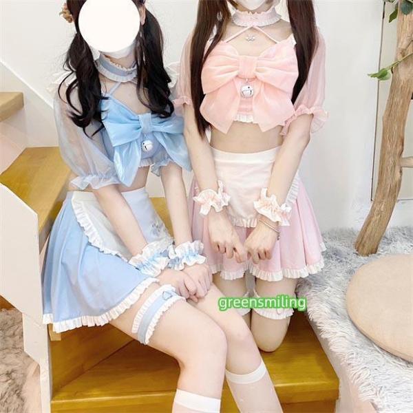 水着 レディース ロリータ風 メイド水着 リボン かわいい フリル オフ