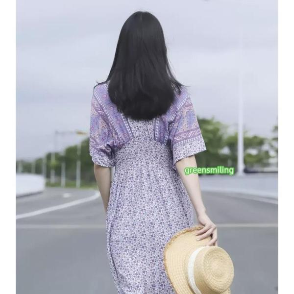 リゾートワンピース レディース サマードレス ロング マキシ丈ワンピース バックシャン  Aライン ハワイ 沖縄 旅行用 大人 20代 30代 40代 可愛いの画像