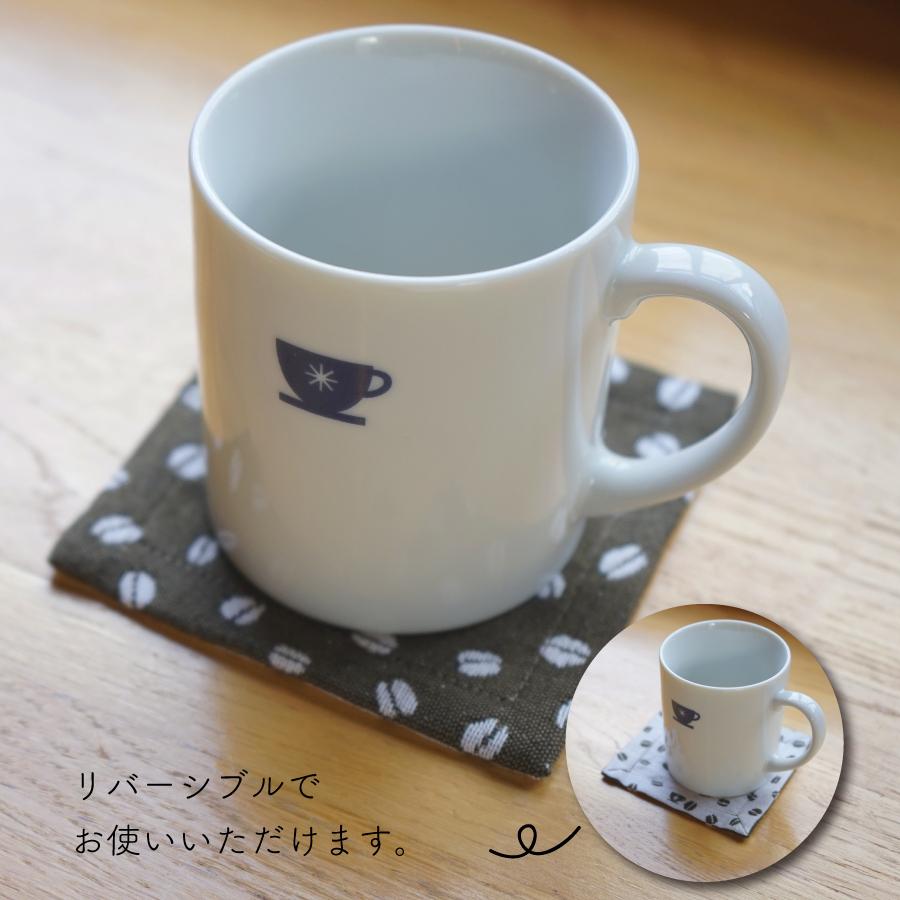 【米織小紋】 コースター 2枚組 10.5×10.5cm コーヒー豆柄 日本製 ファブリック 布 洗える 敷物 食卓 5柄 和雑貨 米沢織 綿 かわいい おしゃれ |  | 03