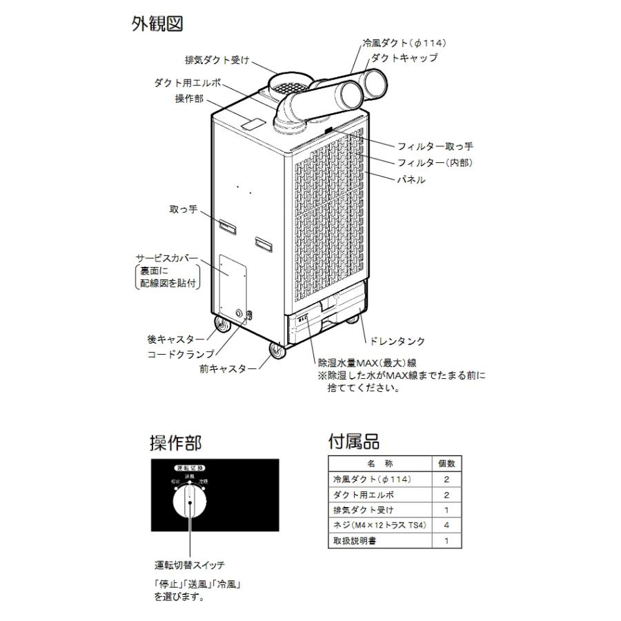 スイデン スポットエアコン SS-52EJ-3 クールスイファン ２口 スタンダードタイプ 3相200V スポットクーラー 三相200V 熱中症対策 Suiden 代引不可 法人様限定｜yp-com｜12