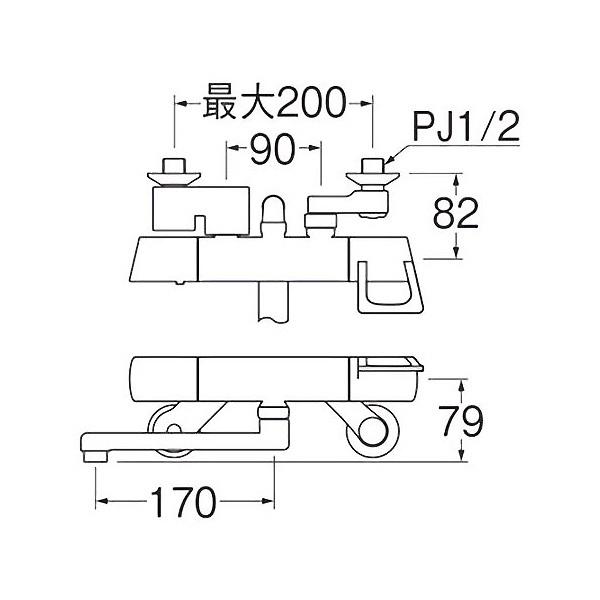 SANEI 壁付サーモスタットシャワー混合栓 一般地用 SK1814S2-13 水栓金具 浴室用 バス水栓 三栄水栓_2